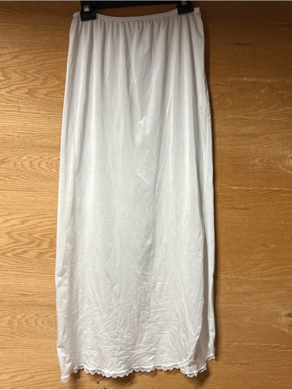 Classic Vintage White Slip Skirt With Lace Trim